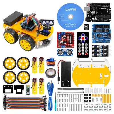 China Line Tracking STEM LAFVIN Robotics Education 4WD Smart Chassis Robot Car Kit for sale