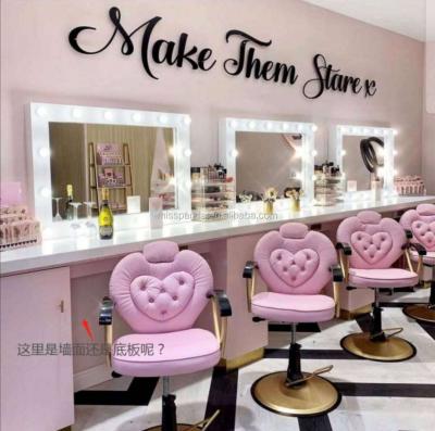 China Modern Square Shaped 3 Seater Cheap Price Salon Styling Stations Professional Make Up Station Led Salon Mirror Station for sale