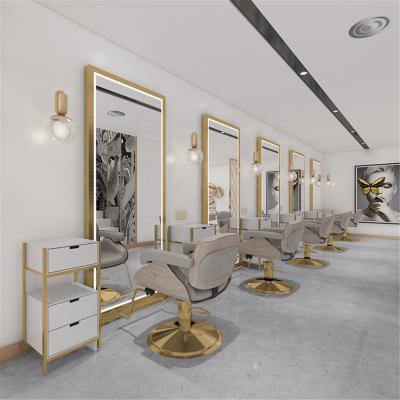 China Modern Bespoke Web Celebrity Hair Salon Mirror Floor Hairdresser's Mirror With Light Can Hang The Wall To Cut Hair Double Sided Hair Mirror for sale