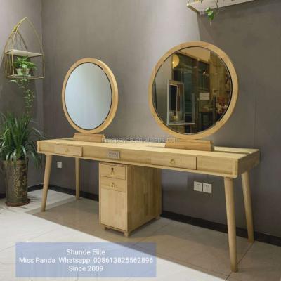 China Modern Barber Table with Mirror for Hair Salon Barber Shop Solid Wood Mirror Led Light Barber Mirror for sale