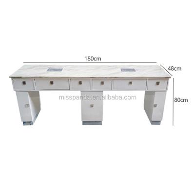 China Wholesale Beauty Double Seats Modern Manicure Table Nail Bar For Multi Seats for sale