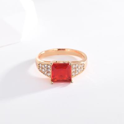 China Fashion Jewelry Gold Plated Ring High Quality Red Gemstone Ring Gold for sale