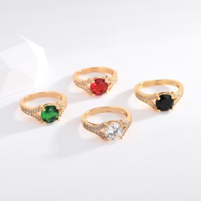 China Fashion Zircon Rings Jewelry Women Gold Plated Gemstone Gold Ring for sale