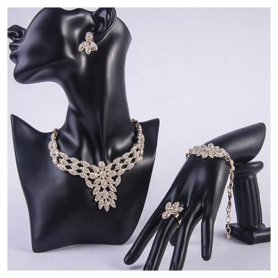 China Economic TRENDY 10K Africa Crystal Flower Shape Dubai Gold Jewelry Set for sale