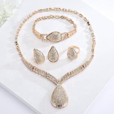 China FASHIONABLE S10152A Made Wedding Jewelry Set Necklaces Earring Bracelet Ring 18K Gold Plated for sale