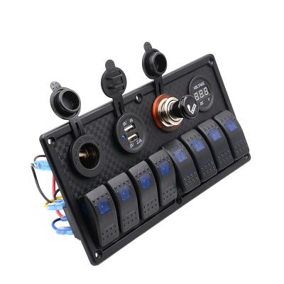 China Strip 5 Waterproof With Voltmeter USB Boat Marine Switch Panel Charger Power Socket Dual Panel Moun 18.3*12*7.5cm for sale