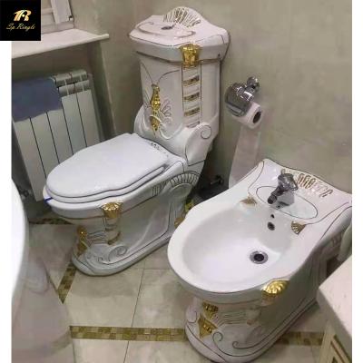 China Modern Luxury Style Springlegroup Bathroom Women Washing Toilet Bidet White And Gold Sanitary Ware Set for sale