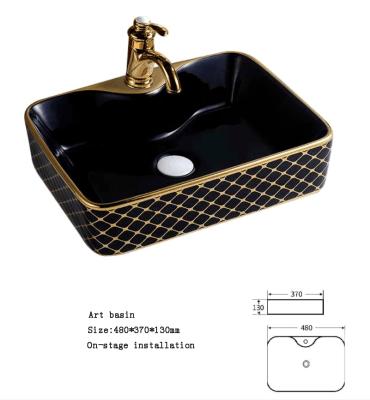 China Modern luxury antique basin light porcelain countertop household sink connection hole connection style veneered rectangular sink for sale