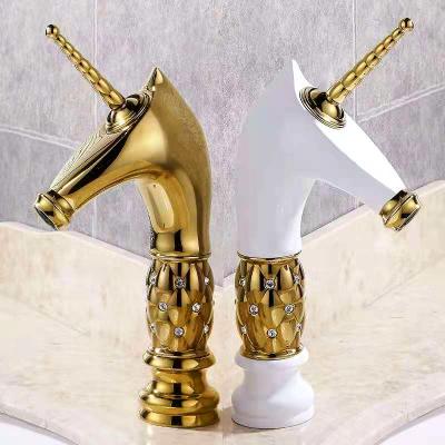 China European Style Basin Faucets Metered Unicorn Design Water Saving Faucet Basin Single Handle Hot And Cold Bathroom for sale