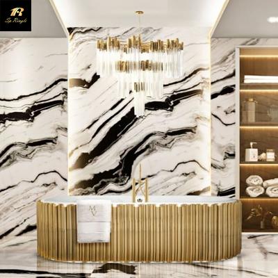 China Springlegroup Freestanding Luxury Oval Bathroom White and Gold Swirls Adult Hot Tub Soaking Acrylic Bathtubs Algeria for sale