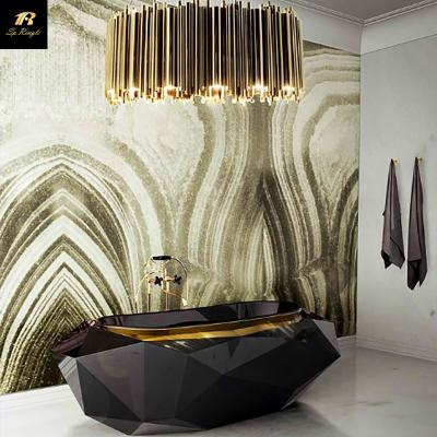 China Springlegroup rhombus black acrylic custom design solid surface free standing marble bathtub luxury for sale