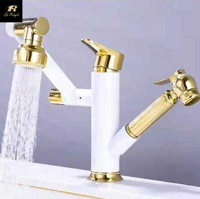 China Springlegroup Bathroom Faucets Pull-Down Copper Products 360 Degree Hot and Cold Water Faucet Thermostatic Faucet Accessories Rotatable Kitchen Faucet for sale