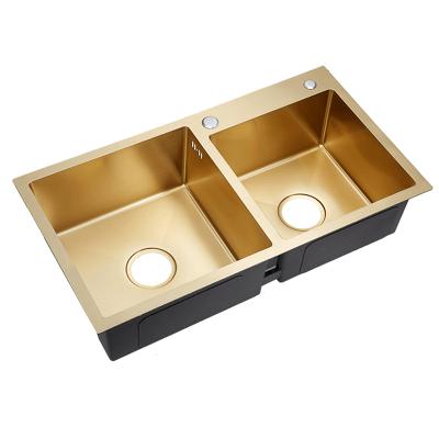 China Without Faucet Springlegroup Stainless Steel Thickened Easy To Clean Square Modern Double Sink Worktop Basin Kitchen Sink for sale