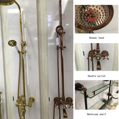 China With Slide Bar Springlegroup Luxury Gold Towel Rack 6 Piece Stainless Steel Bathroom Accessory Set Wall Mounted Rose Gold Shower Faucet Set for sale