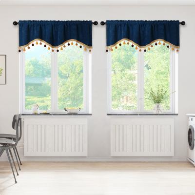 China Modern Window Decoration Solid Color Velvet Window Curtain Valance Set Living Room Fabric Blackout Cloth Cortinas Valance For Home for sale