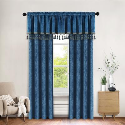 China European Modern Blue Window Decoration Chenille Valance Curtain For Bedroom New Design Cortines Valance For Living Room Ready Made for sale