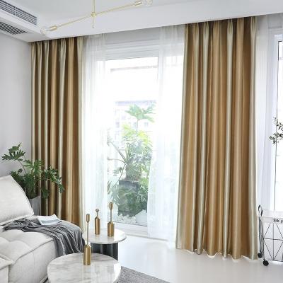 China New design blackout gradient color blackout curtains for living room bedroom solid color fabric curtains ready made finished drapes for sale