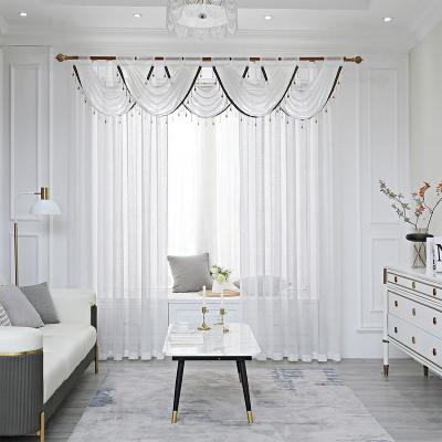 China Romantic Valance White Sheer Curtain In Window Decoration For Living Room Kitchen Solid Color Shorts Tulle Cortins Valance for sale