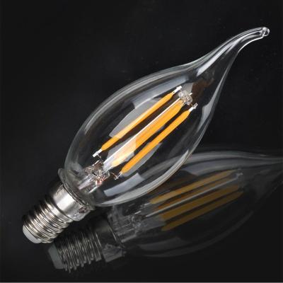 China Hotel 2w 4w e14 led bulb long life led lamp E12 E14 dimmable led filament candle bulb for sale