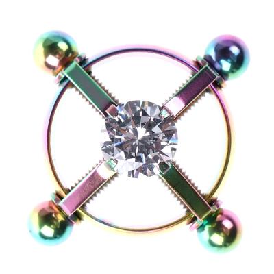 China Unisex 2Pcs Stainless Steel Diamond Jewelry Zircon Non Piercings Nipple Shields Rings Circle Clamps for sale