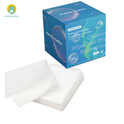 China Amino Acid Nonwoven Fabric Hypoallergenic Reusable Bubble Facial Cloth Cleansing Wipesfor Dry Face for sale