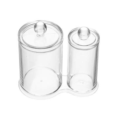 China Viable clear acrylic cosmetic organizer with lids for cotton ball and swab for sale