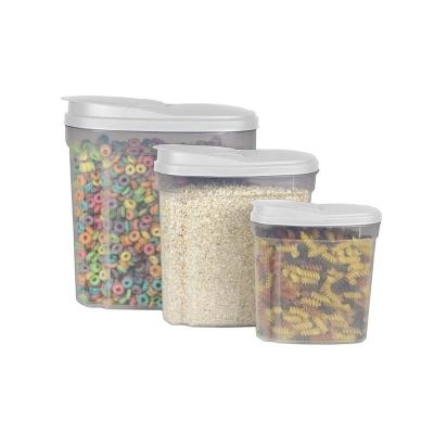 China Freshness Preservation Plastic 3 Piece Cereal Container Dispenser Set With Lids for sale