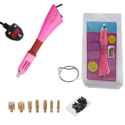 China Factory Supply Small and Portable UK Plug Pink Blister With DIY Tools Heat Repair Rhinestone Applicator Rhinestone Heat Transfer Machine for sale