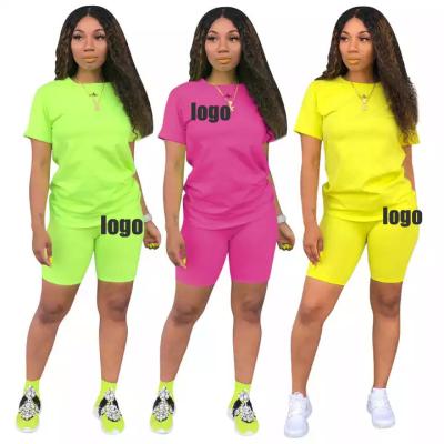 China Wholesale New Breathable Hot Selling Two Piece Women Clothing Set Casual Sport 2 Piece Biker Shorts Sets for sale