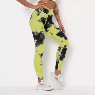 China Custom Knitted Hot Girl Breathable Active Sexy Tie Dye Gaiters Workout Fitness Yoga Women Gym Seamless Legging for sale