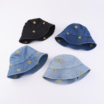 China New Design Parasol Adult Embroidered Cotton Denim Fisherman Bucket Hat Caps for sale