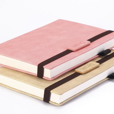 China Popular Custom 2022 Leather Hardcover PU Leather Notebook A5 Hardcover Book with Elastic Band and Ribbon for sale