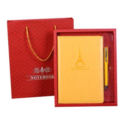 China Hardcover Customized Personized Promotional Gift A4/A5/A6 PU Leather Hardcover Organizer Offset Paper Notebook Set with Pen and Notebook Diary box for sale