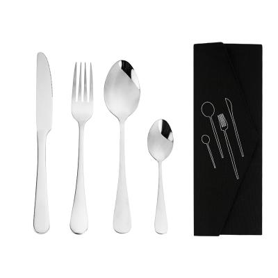 China Sustainable Hot Selling Portable Cutlery Set Stianless Steel 4pcs Travel Set 1010 Fork and Gold Spoon Knife for sale