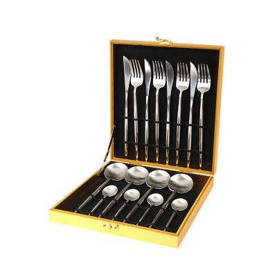 China Sustainable Cutlery Set Stainless Steel Silver 16 Piece Spoon And Fork Travel Cutlery Set With Case for sale