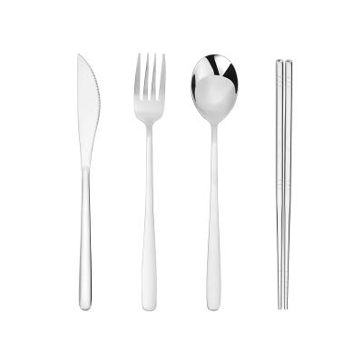 China Sustainable Korean Style Stainless Steel Cutlery Set Mirror 4pcs Polish Chopsticks Set Flatware Set for sale