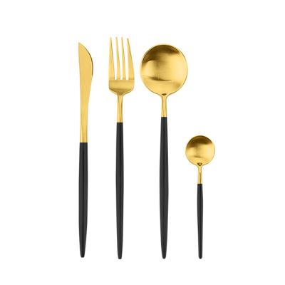 China Gold Viable Cutlery Set High Quality 304 Stainless Steel 4PCS Flatware Fork Knife Spoon Set Gold Cutlery Sets Cutery for sale