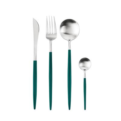 China Viable Wholesale Cutlery Set 304 Stainless Steel Fork Knife And Spoon 4pcs Silver High Quality Utensils for sale