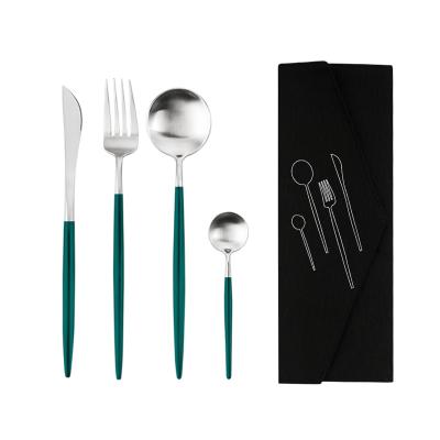 China Viable Silver Spoon Fork Knife Stainless Steel Portable Cutlery Set Tableware Travel High Quality Set for sale