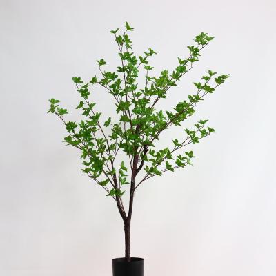 China Green Artificial Flower Potted Japanese Tree Home Indoor Decoration Wooden Bell Hotel Decoration Plants Centerpiece Artificial Flower for sale