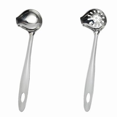 China Hot Sale 201 Stainless Steel Dinner Spoon Kitchen Viable Platypus Side Leak Pot Spoon Viable for sale