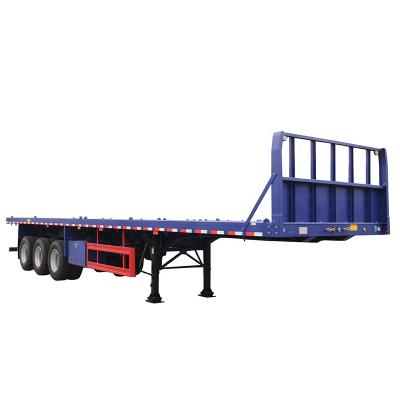 China Truck Trailer 20ft 40ft 3axles 40feet flat bed shipping container semi trailer with front wall for sale