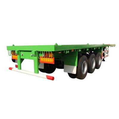 China Truck Trailer China 50 Ton Semi Truck Shipping Container 40ft Trailers 3axles Flat Bed Flatbed Semi Trailer for sale