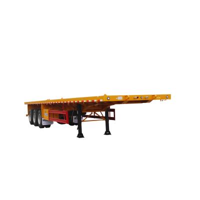 China Truck Trailer 3 Axles 40ft Container Haul Flat Bed Semi Trailer Flat Bed Trailer With Twist Lock for sale