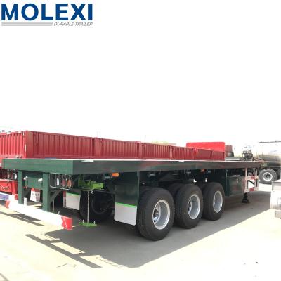 China Truck trailer lowbed truck 30 ton semi trailer 3 axle 40ft flat bed container semi trailer for sale