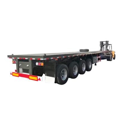 China Truck Trailer Tri Axle 40FT Container 60t Chassis Flatbed Tractor Trailer Truck Semi Trailer for sale