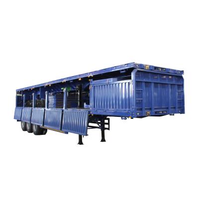 China Axle Flatbed Semi Trailers With Dropside Truck Trailer Best Tri Sale Wall For 60T Cargo Transport for sale