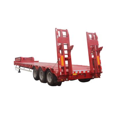 China Truck trailer 3 axle 4 axle lowbed trailer 60ton 80ton wheel loder low bed excavator transport semi trailer for sale