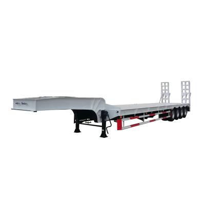 China Truck Trailer Lowbed Truck 80 100 Ton Gooseneck Low Bed Lowbed 4 Axles Lowbed Truck Trailer Manufacture for sale