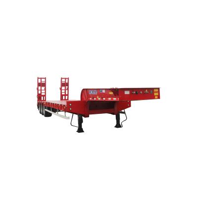 China China hot sale 3 axles lowbed truck trailer 60T low low loader truck trailer 80 tons hydraulic low bed trailer for sale